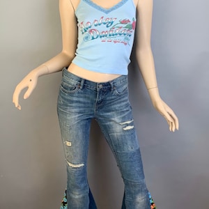 Vintage Style Bell Bottom Jeans// Up-cycled Flared Leg Denim// 70s Style Recycled Bell Bottoms