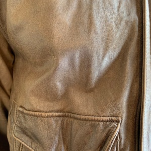 Vintage Bomber Jacket// 80s Brown Leather Jacket// Top Gun Leather Jacket image 5