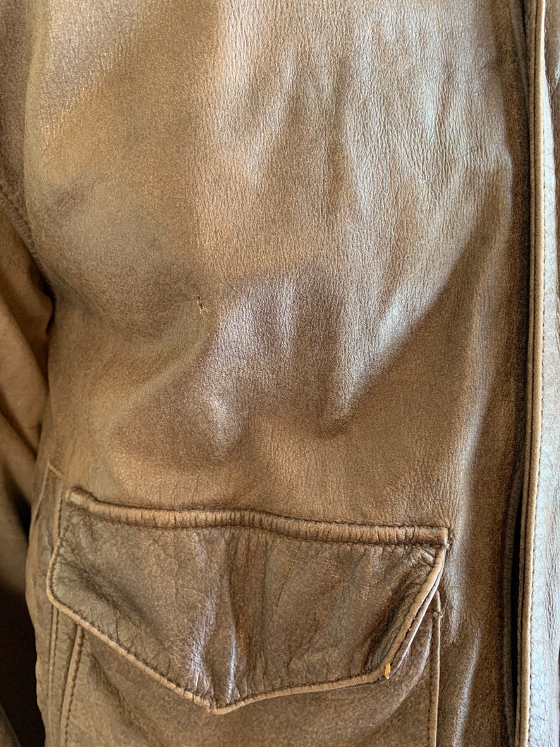 Vintage Bomber Jacket// 80s Brown Leather Jacket// Top Gun Leather Jacket image 5