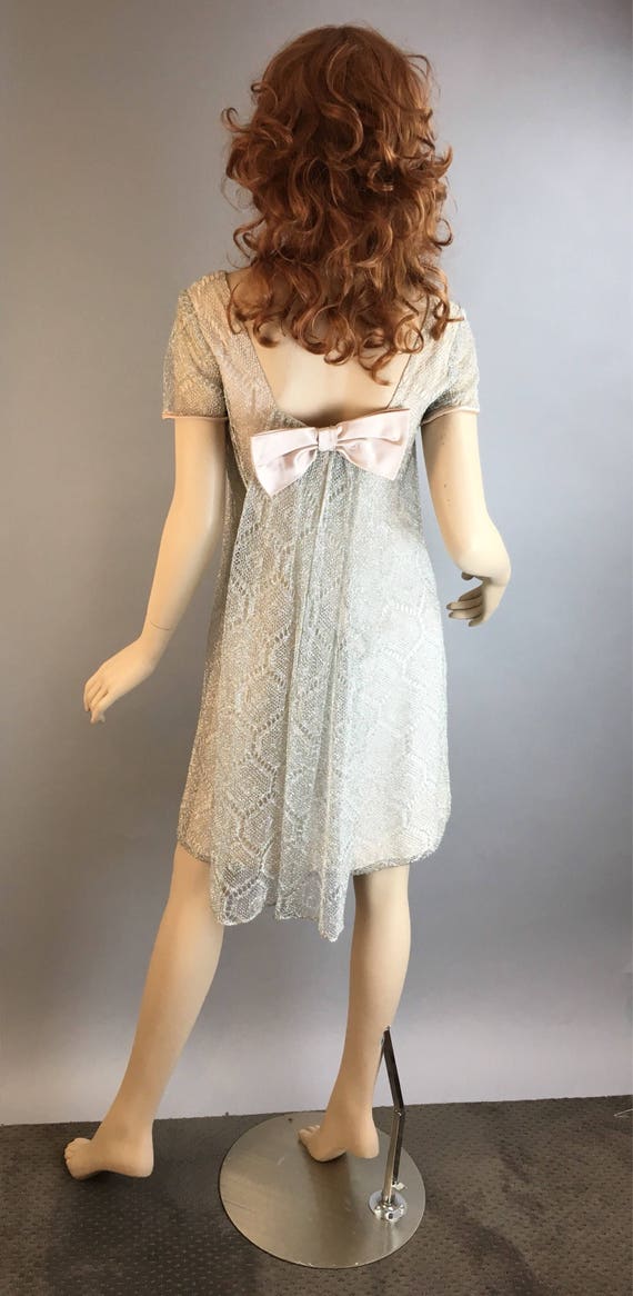 Vintage Mod 60s Dress// Sparkling Silver Vintage … - image 6