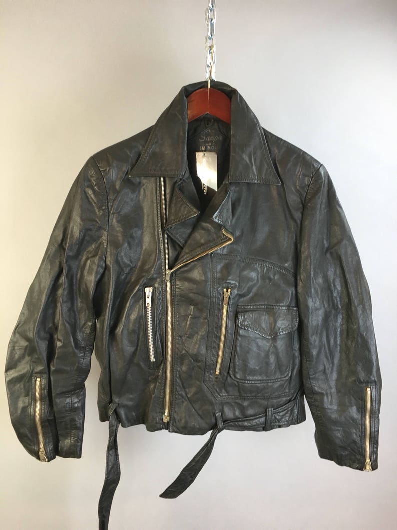 Vintage Leather Motorcycle Jacket Womens Large 70s F1