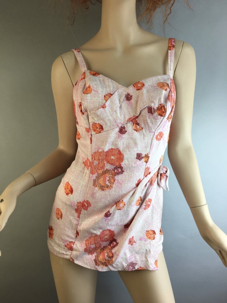 Vintage 60s One Piece Bathing Suit Vintage Maillot 60s Swim Romper
