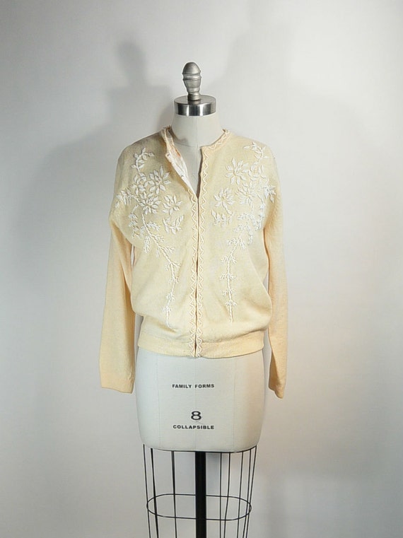 50s Beaded Sweater// Mad Men Sweater// Vintage Car