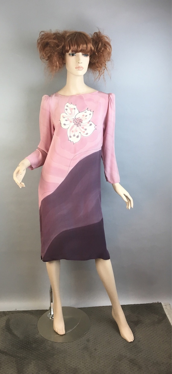 Vintage 80s Shift Dress// 80s Silk Dress// Vintage