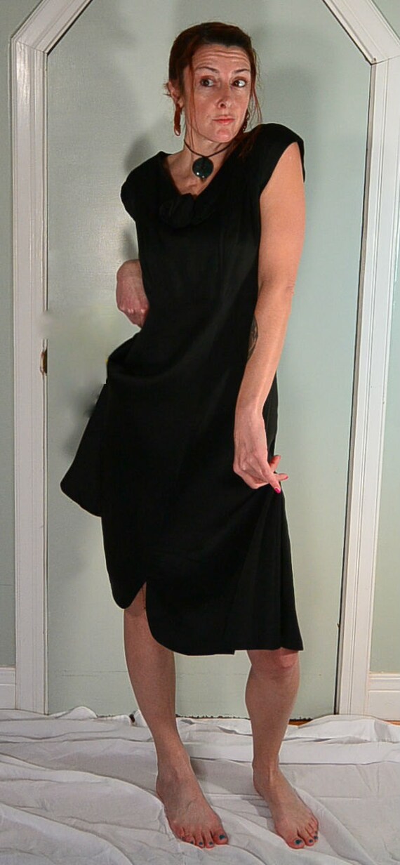 50s Black princess Dress//Satin Dress//Bow Dress/… - image 4