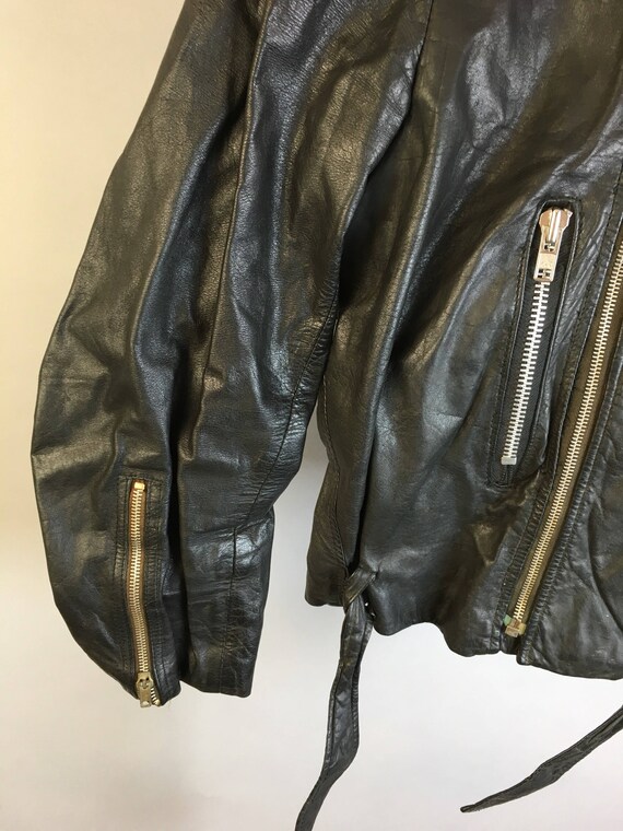 Vintage leather motorcycle jacket// Womens Large … - image 3