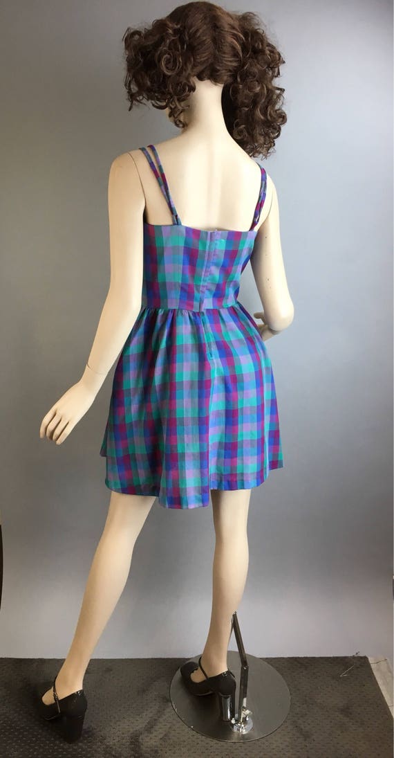 Vintage Spring Dress// Sleeves 60s Plaid Dress// … - image 5