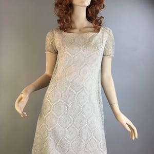 Vintage Mod 60s Dress// Sparkling Silver Vintage Dress// Mod Shift Dress image 2