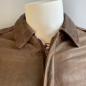 Vintage Bomber Jacket// 80s Brown Leather Jacket// Top Gun Leather Jacket image 2