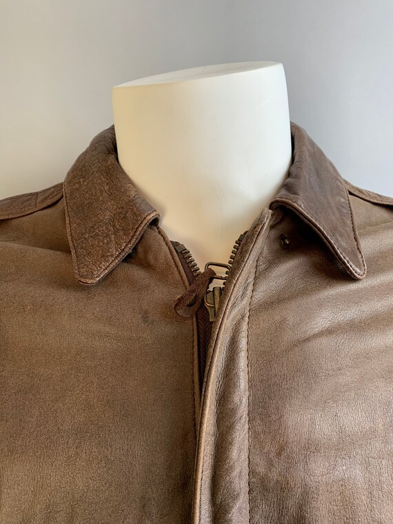 Vintage Bomber Jacket// 80s Brown Leather Jacket/… - image 2