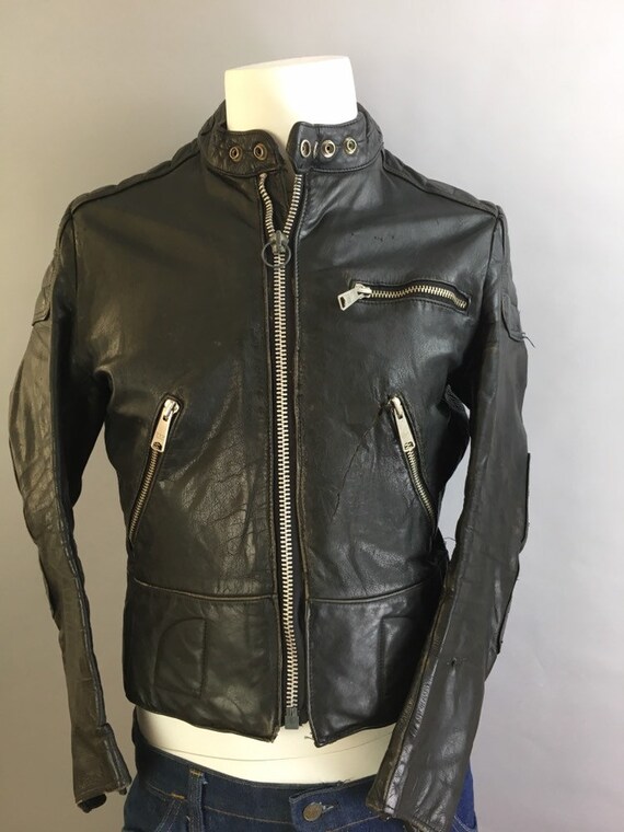 Vintage Sears Motorcycle Jacket// Cafe Racer Leath