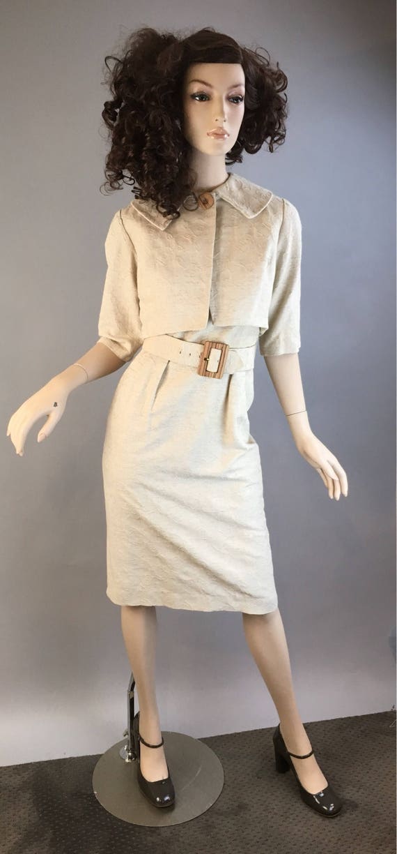 Vintage Wiggle Dress// 60s Spring Brocade Dress// 