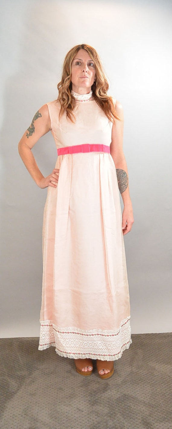 Pink Bridesmaids Dress// 60s Maxi Bridesmaids Dre… - image 1