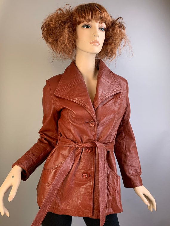 Vintage 70s Leather Jacket// 70s Brown Leather Jac