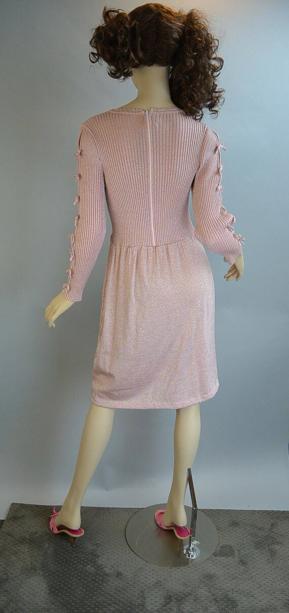 Sparkly Disco Dress// 70s Pink and Silver Disco D… - image 2