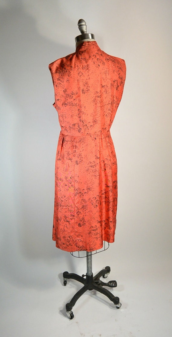 Silk 50s Dress// Mad Men Dress// Coral Red Evenin… - image 2