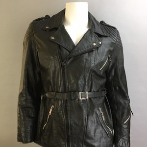Vintage Motorcycle Jacket// Etches Leder Leather Motorcycle Jacket// XL Cafe Racer Jacket