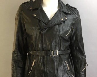 Vintage Motorcycle Jacket// Etches Leder Leather Motorcycle Jacket// XL Cafe Racer Jacket