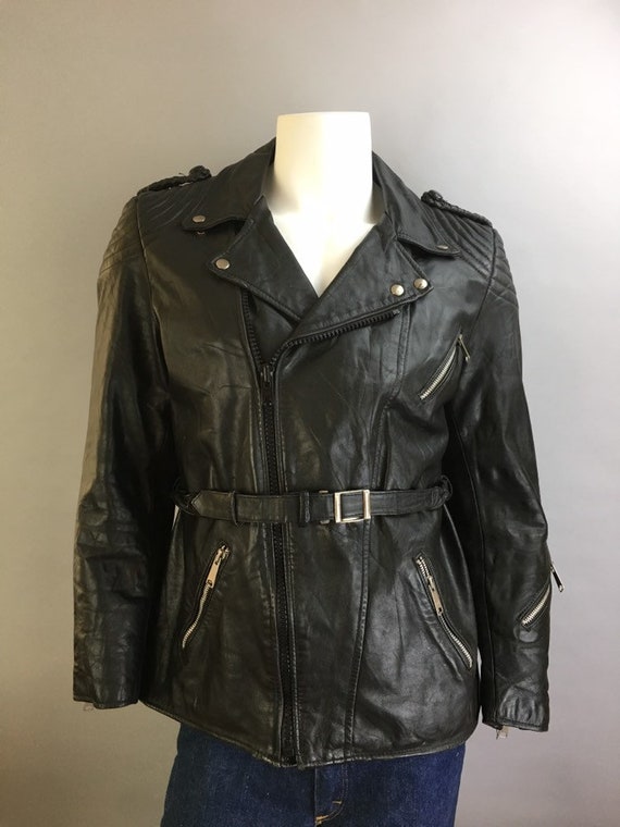 Vintage Motorcycle Jacket// Etches Leder Leather … - image 1