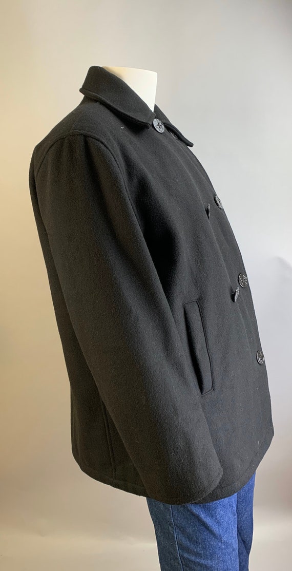 Men's Navy P-Coat// Vintage Heavy Wool Coat// 70s… - image 2