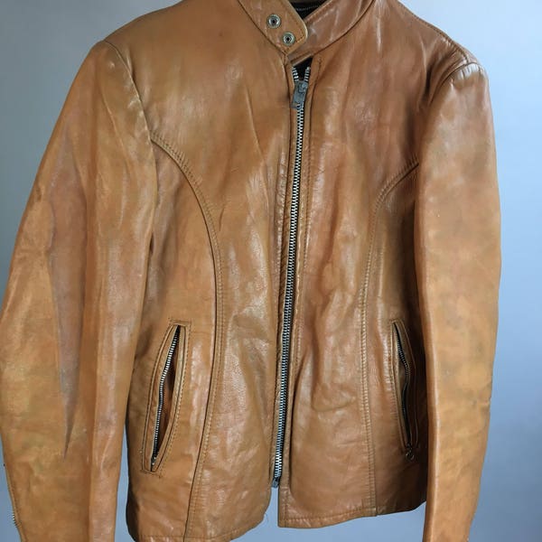 Mens Light Leather Motorcycle Jacket Etsy