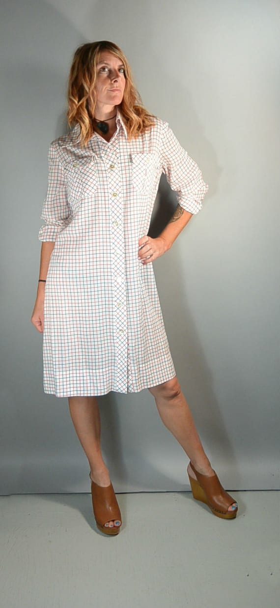 60s Mod Button Down Dress// Mod Shift Dress// 60s