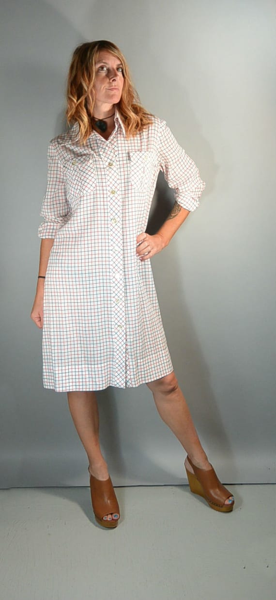 60s Mod Button Down Dress// Mod Shift Dress// 60s 