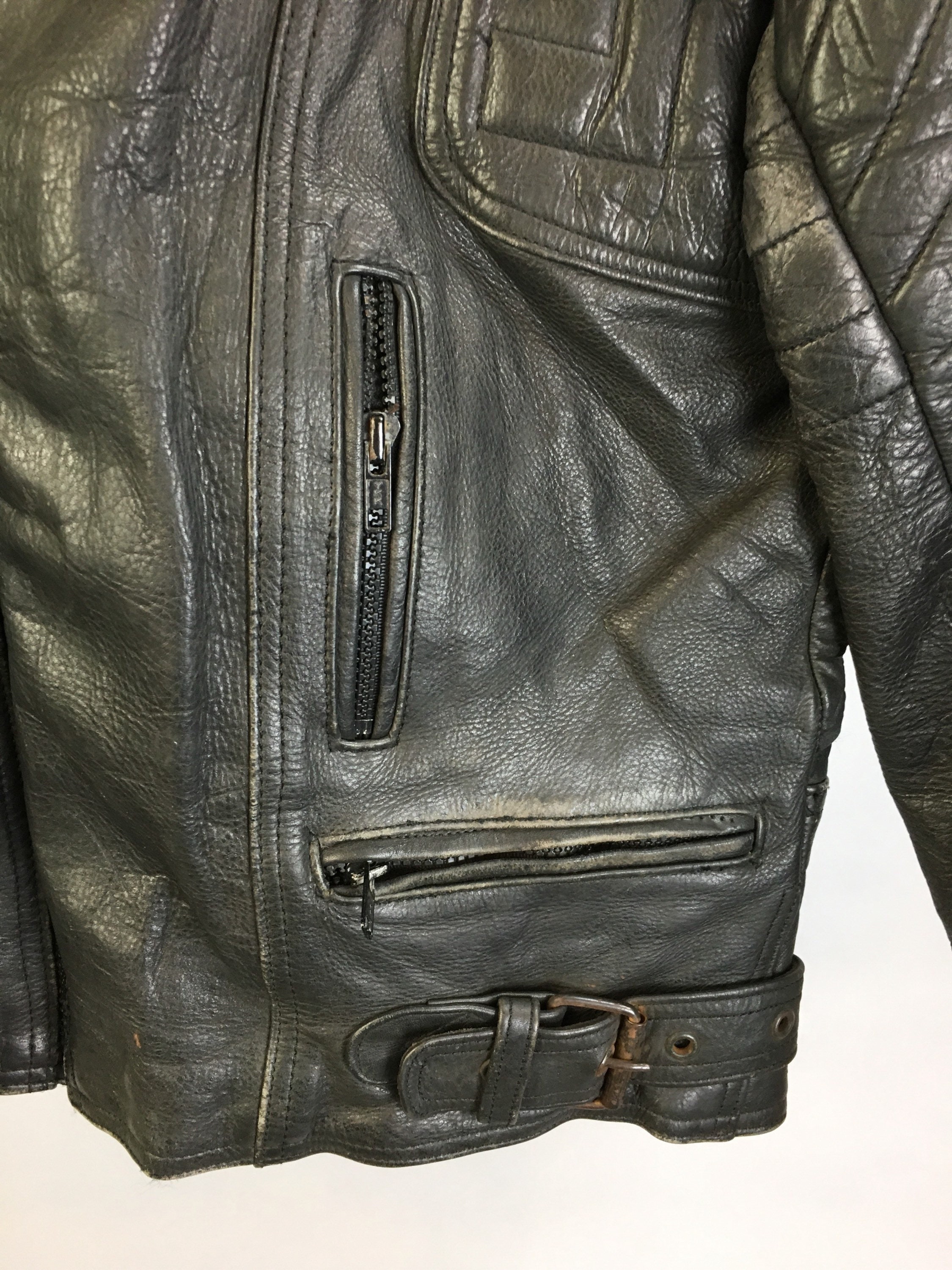 Herren Vintage Cafe Racer Lederjacke – Gewaschen, Mit Satinfutter & Innentaschen