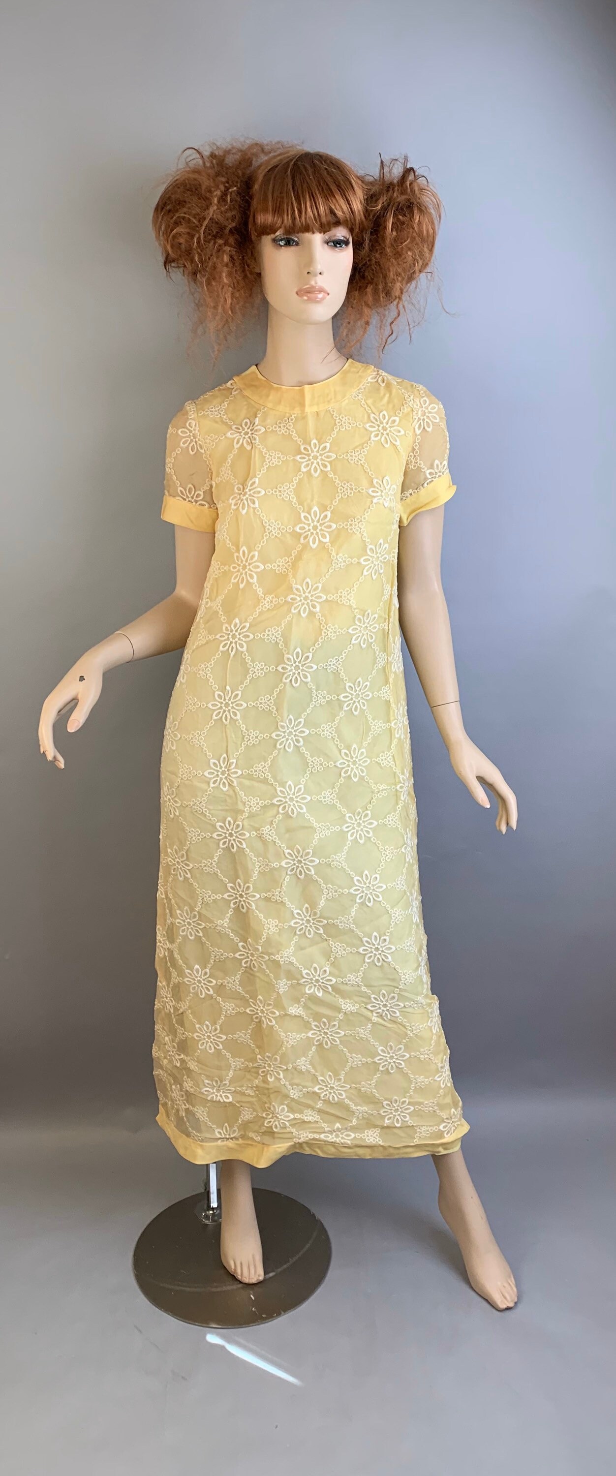 Lemon Yellow Maxi Dress// Vintage 60s Spring Dress// Short - Etsy