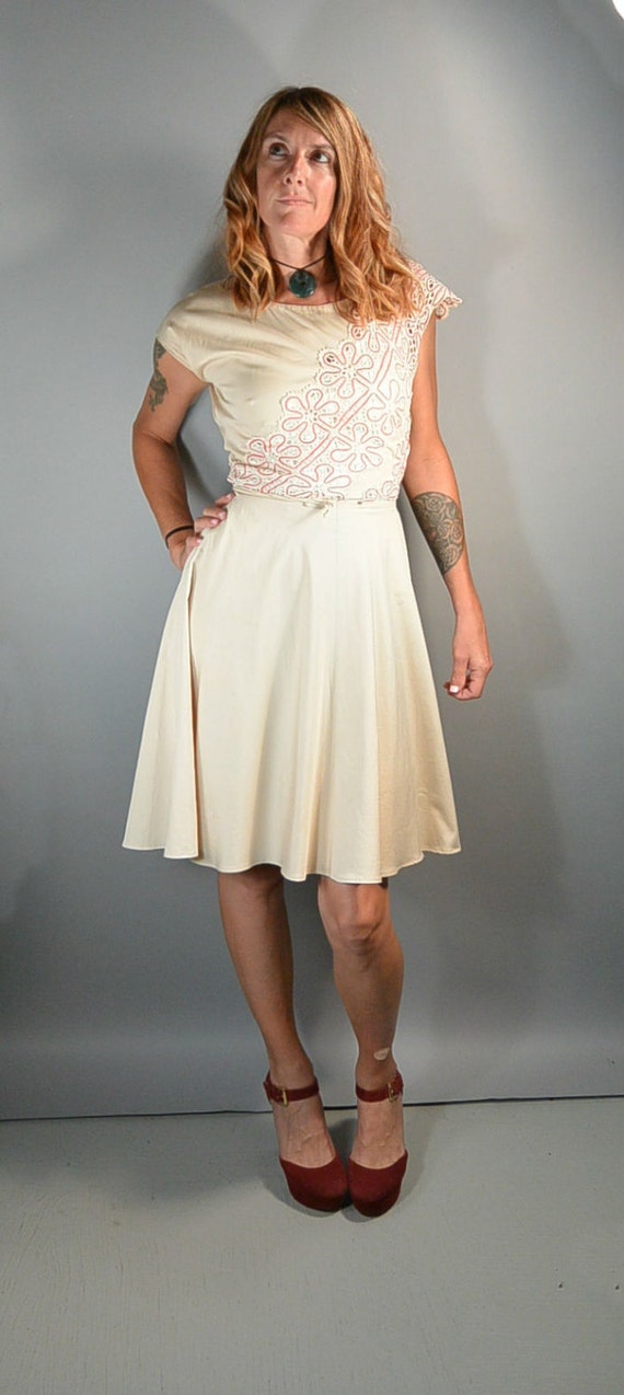 50s Summer Lace Dress// 50s Dress Circle Skirt// … - image 4