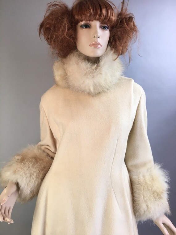 Vintage 60s cashmere Coat// 60s Fur and White Cash