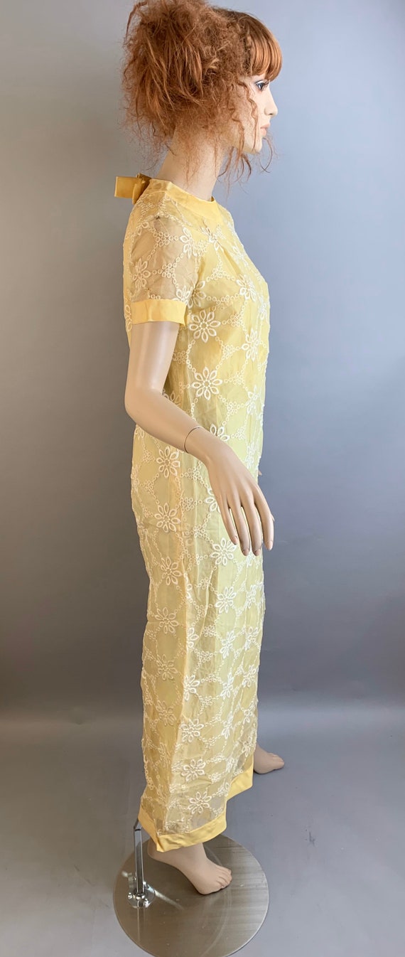 Lemon Yellow Maxi Dress// Vintage 60s Spring Dres… - image 4