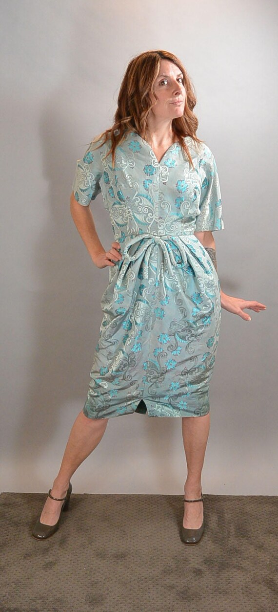 50s Mad Men Dress// Baby Blue 50s Cocktail Dress//