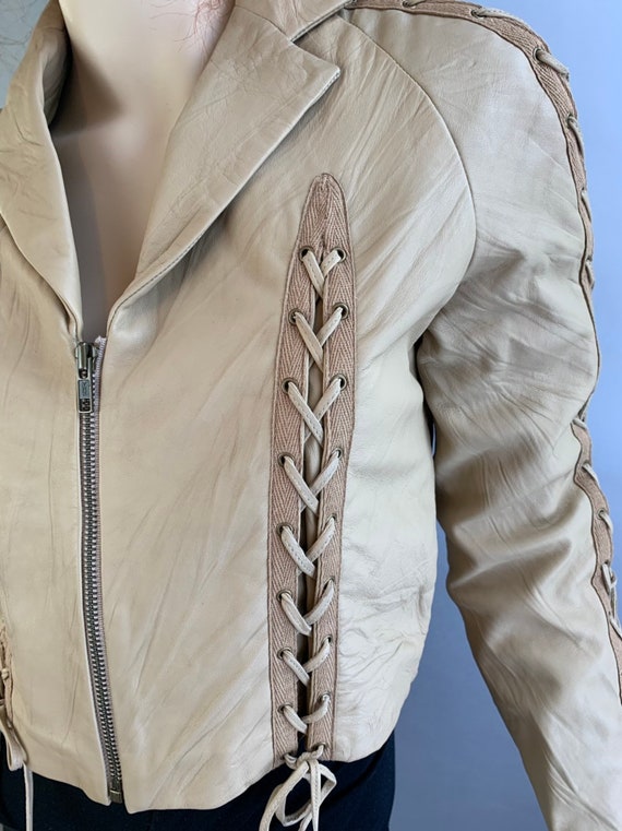 Womens Leather Jacket// Rodarte Crinkle Leather J… - image 5