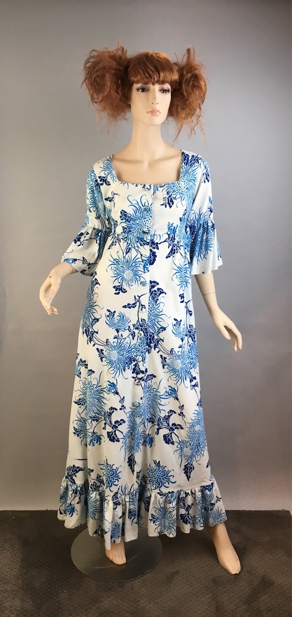blue floral dresses for women Blue Pineapple Double Button Shift Dress