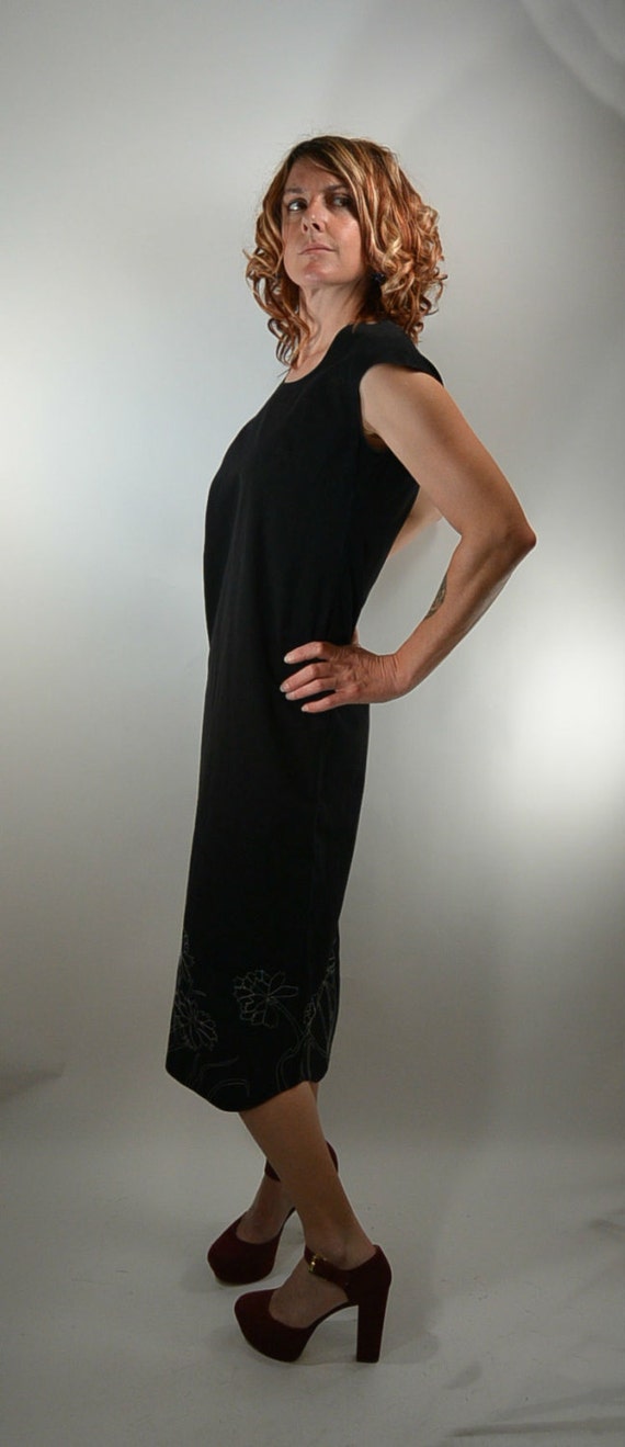 Vintage DKNY Dress// 90s Black Maxi Dress// Donna 