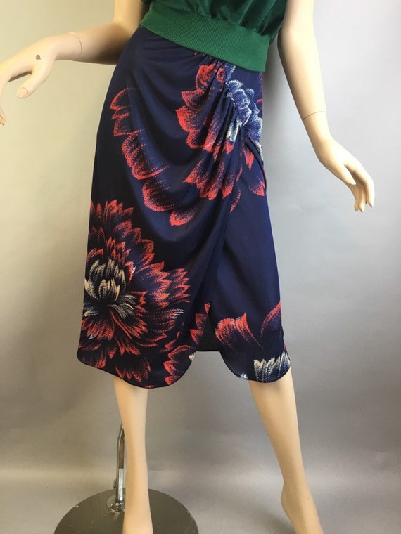 Vintage Floral Maxi Skirt Polyester Maxi Skirt 70s Maxi Skirt