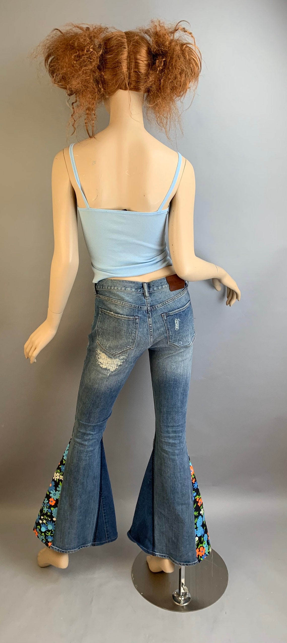 Curated visual reference: Vintage Style Bell Bottom Jeans Up Cycled Flared Leg Denim Photo Inspiration