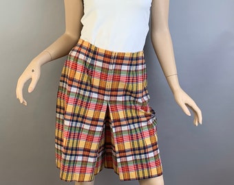 vintage 80s Skort// 80s Preppy Girl Skort// vintage Plaid Skirt Short