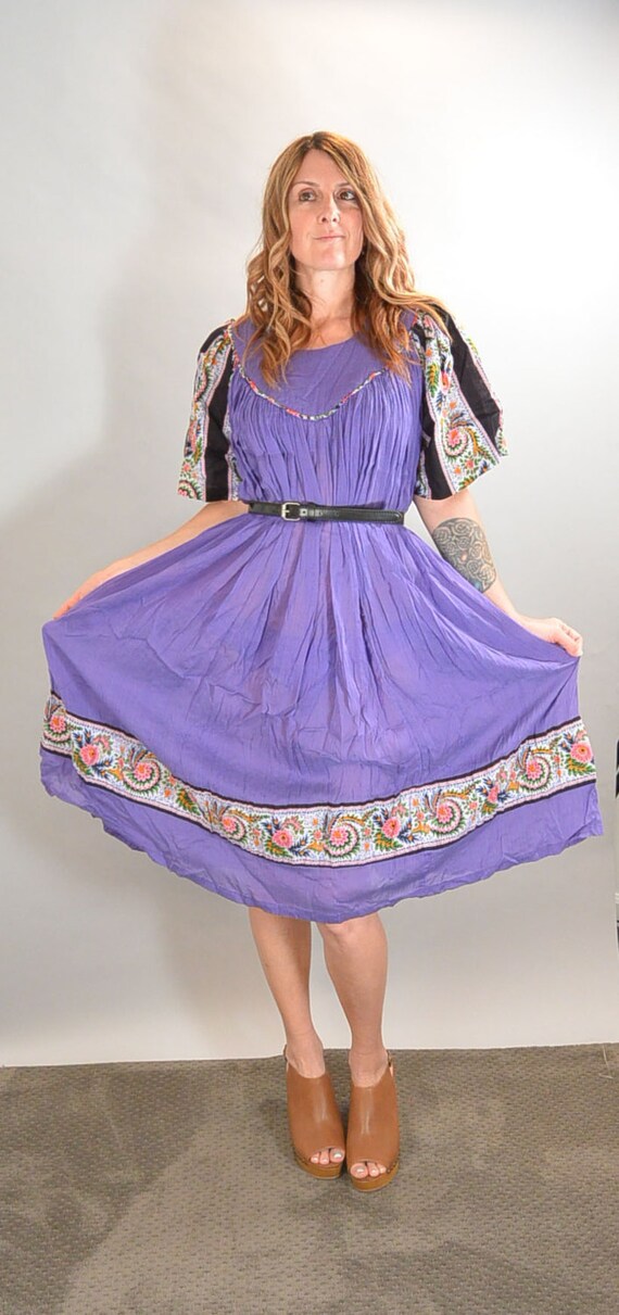 Purple Festival Dress// 60s Hippie Dress// Peasant Girl Dress (F1) - Etsy