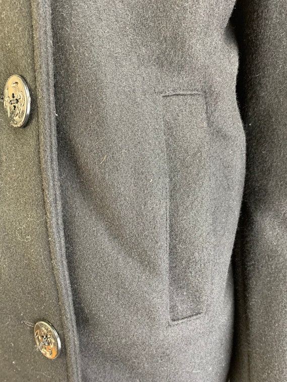 Men's Navy P-Coat// Vintage Heavy Wool Coat// 70s… - image 7