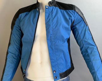 Vintage Hein Gericke Jacket// 90s Motorcycle Jacket// Leather and Coated Nylon Padded Motorcycle Jacket