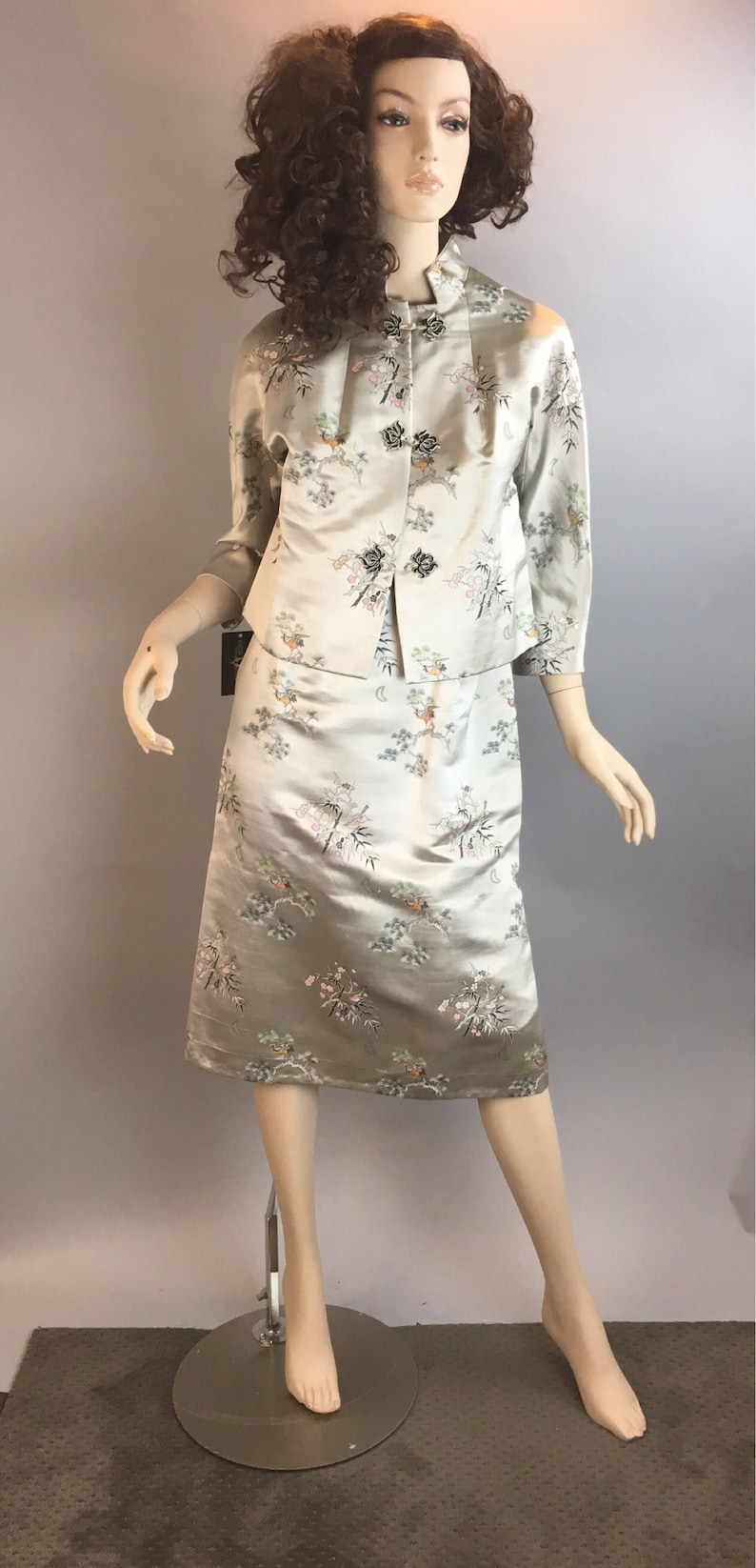 Vintage 60s Chinese Dress// Chinese Wiggle Dress// Mad Men Chinese Dress and Jacket F1 image 5