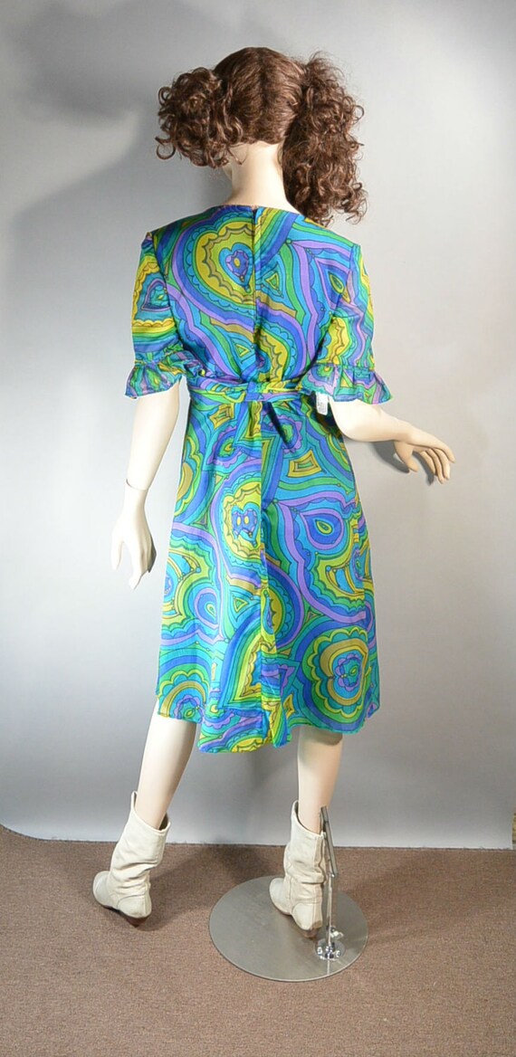 Psychedelic Mod 60s Dress// Mod Shift Dress// Chi… - image 3