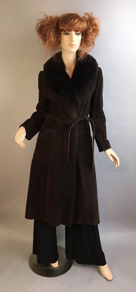 Vintage Faux Shearling Coat// 70s Shearling Maxi C