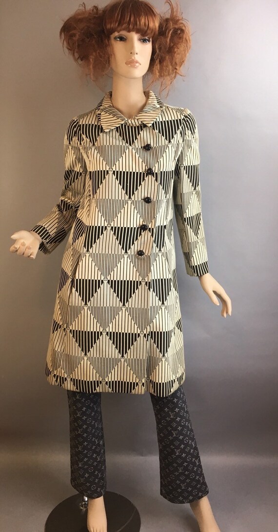 Vintage Mod Jacket// 60s Mod Satin Coat// Geometri