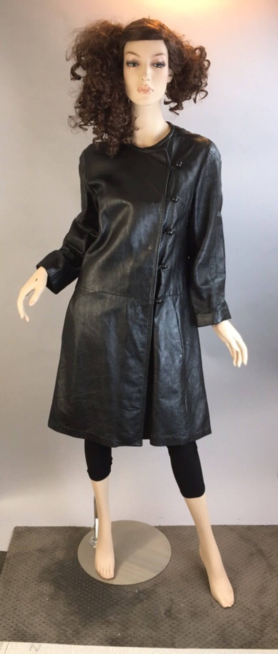 Authentic Mod Leather Coat// Long Vintage 60s Leat