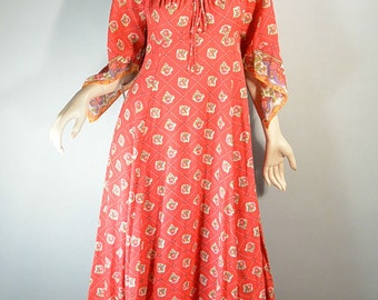 60s Handkerchief Dress// Empire Waist Dress// 60s Festival Dress (F1)