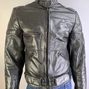 Vintage Motorcycle Jacket// Black Leather Motorcycle Jacket// 80s Biker Jacket