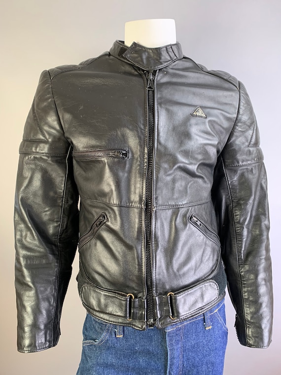 Vintage Motorcycle Jacket// Black Leather Motorcyc